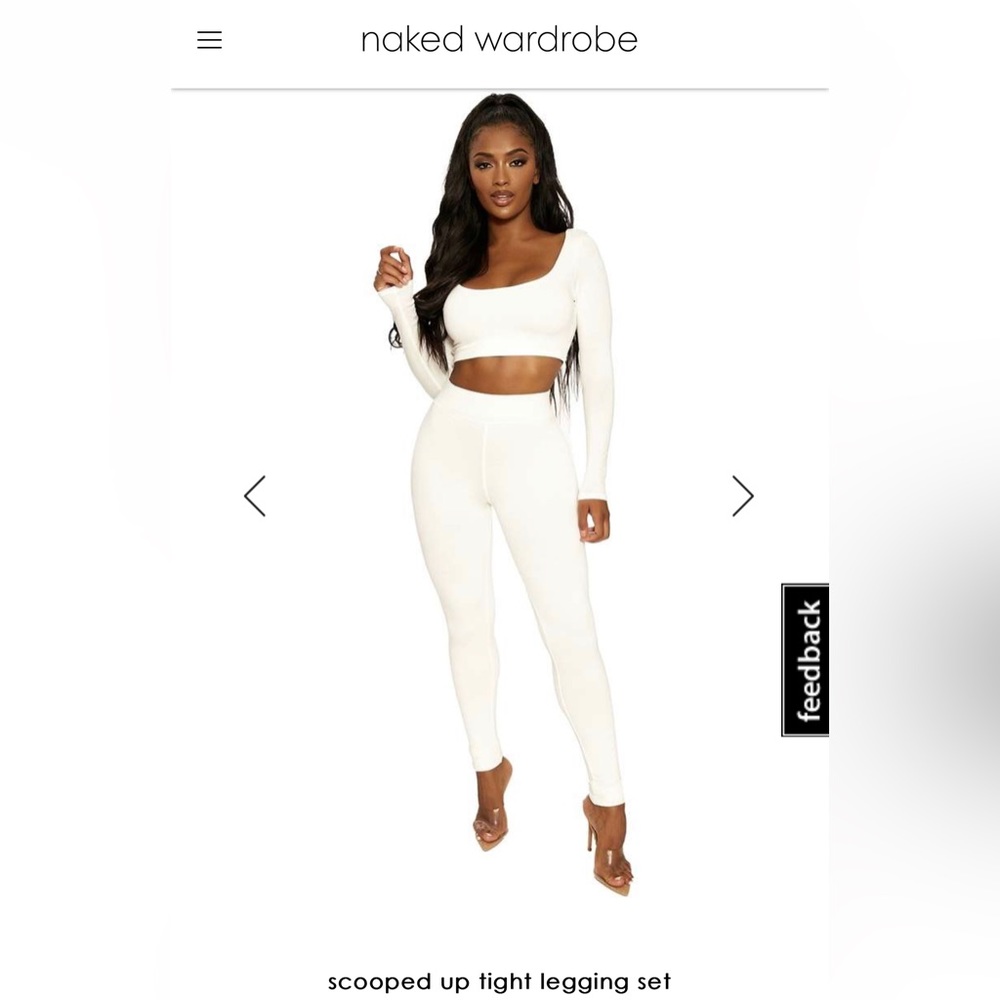 Naked Wardrobe Ivory Legging Set XL
